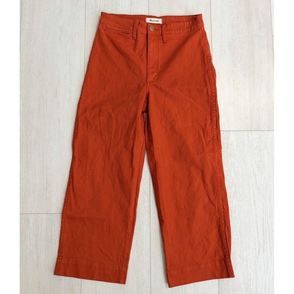 Madewell Slim Emmett Wide Leg Crop Pants Sz 27 Orange